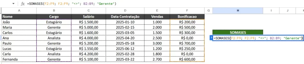 somar valores não vazios