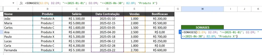 somar vendas de um produto